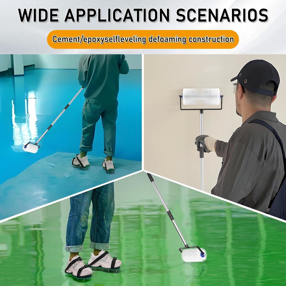 Spike Roller for Self Leveling Cement,9 Inch Screed Spiked Roller with 77'' E...