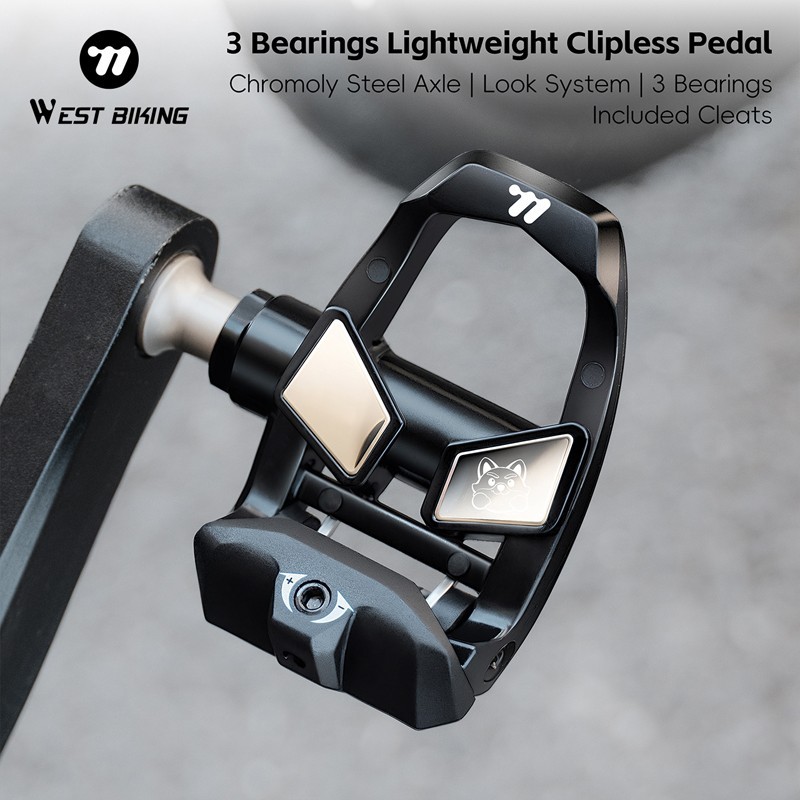 WEST BIKING 3 Bearings Bicycle Clipless Pedals with Cleats for Look System