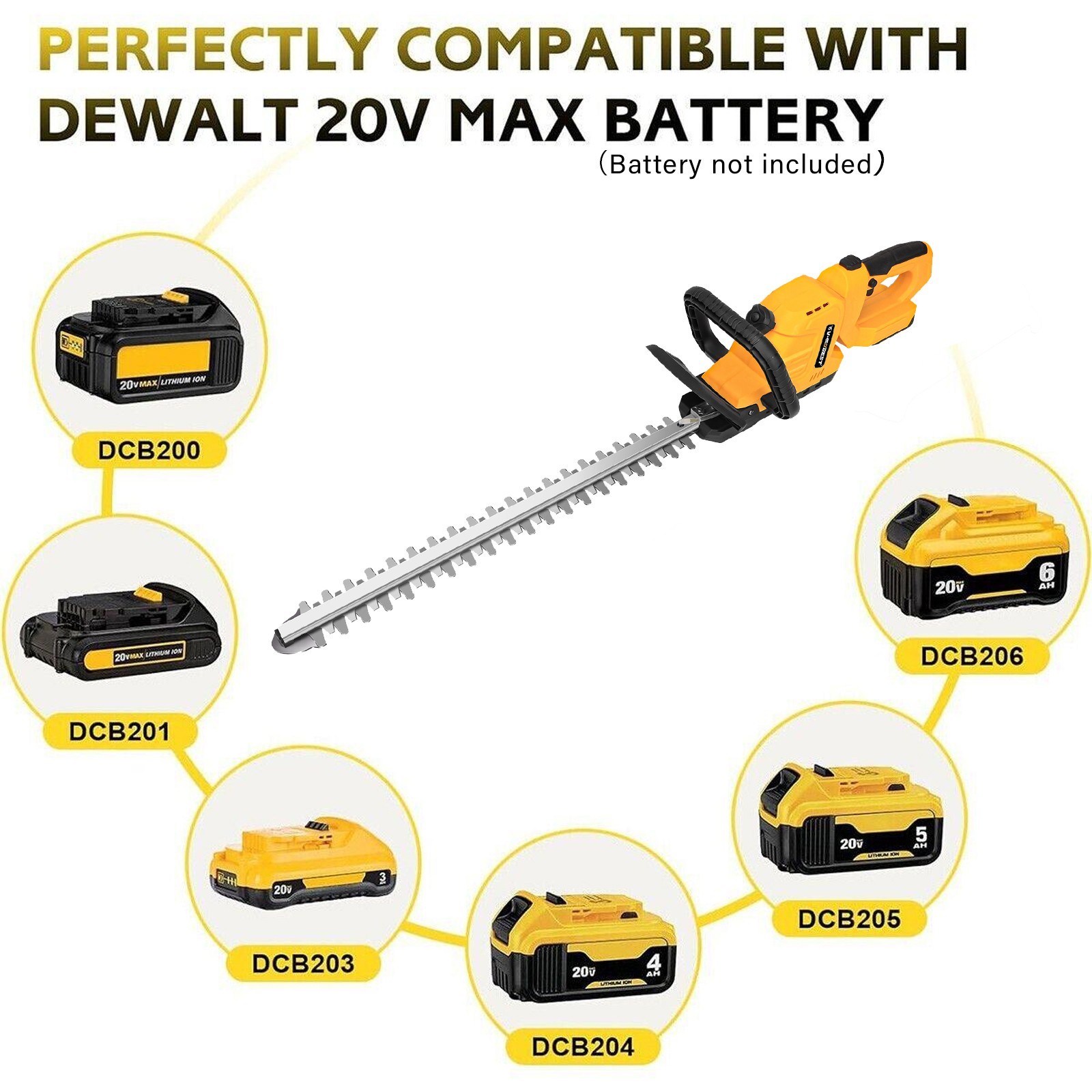 20 in. Cordless Hedge Trimmer For Dewalt 20V MAX Battery Brushless (Tool Only)