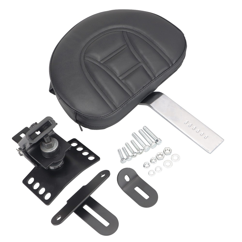 Black Plug-In Driver Rider Backrest Pad For Harley Road King Electra Glide FLHT