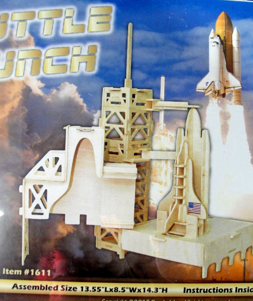Puzzled Shuttle Launch 3d Puzzle Wood Craft Construction Kit 46 pieces sealed