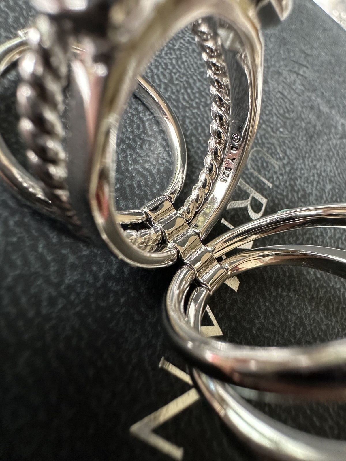 David Yurman Stax Five Row Ring 15mm 925 w/ Hampton Blue Topaz & Diamonds sz 6