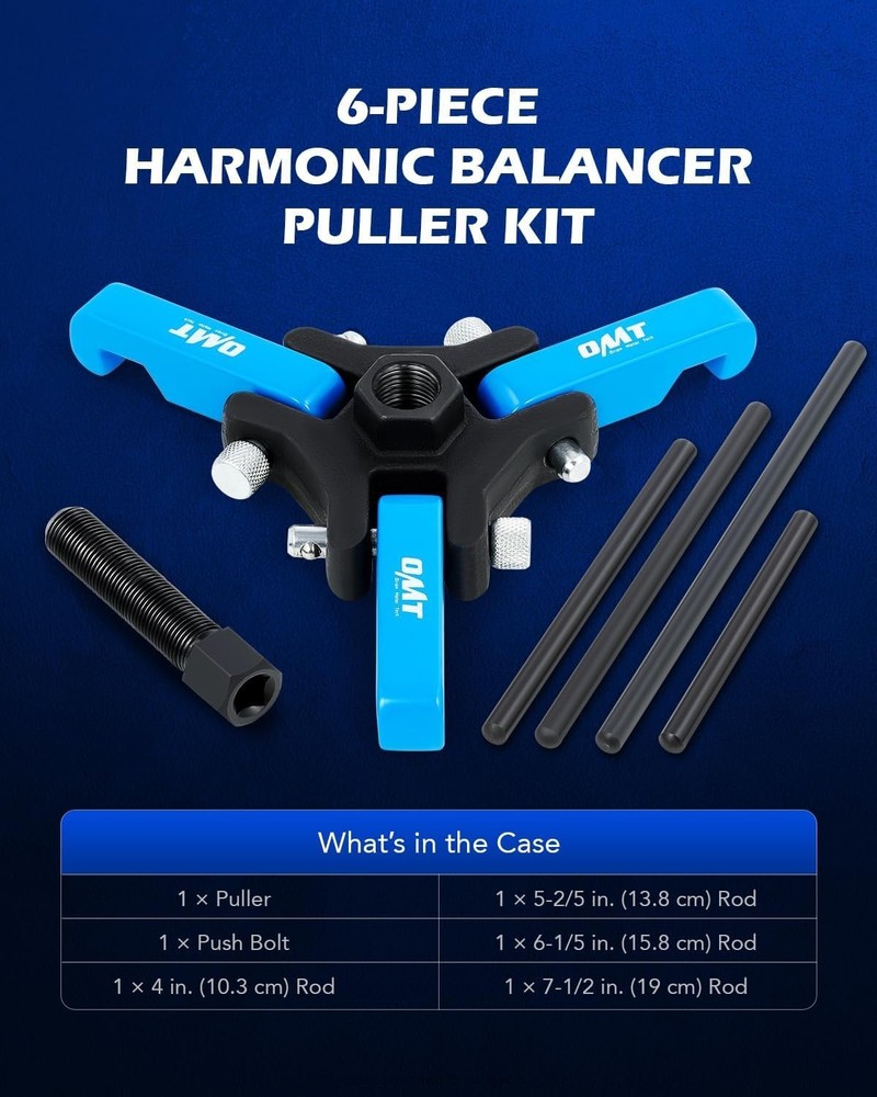 Adjustable 3-Jaw Puller Set for Removing Harmonic Dampers & Balancers, Blue