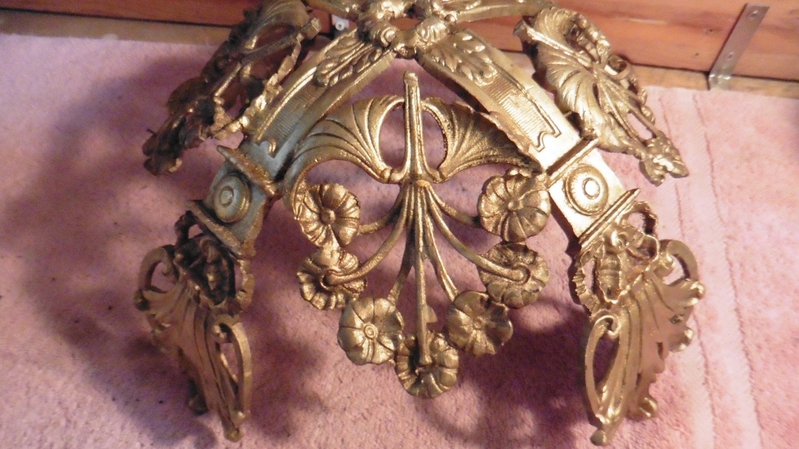 Antique Gilt Bronze Chandelier Base Ornate Acanthus Leaf Motif Louis XV Rococo