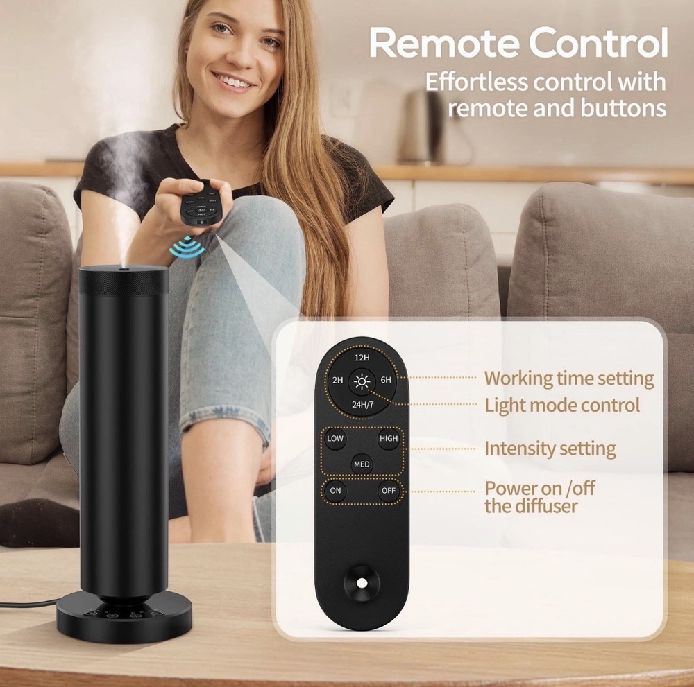 Dakomoda Waterless Diffuser with 90ML Essential Oils, Covers 1000 Sq Black