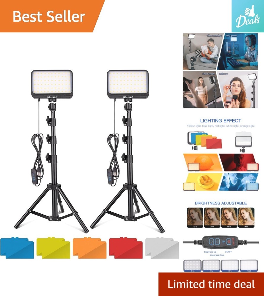 2Pcs Dimmable LED Light Kit with Adjustable Tripod & USB Power for Video Streams