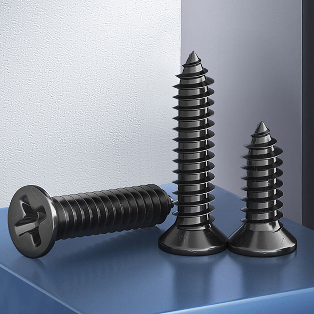 Small Tapping Screws Mini Phillips Flat Countersunk Head Black M1-M3 Sheet Metal