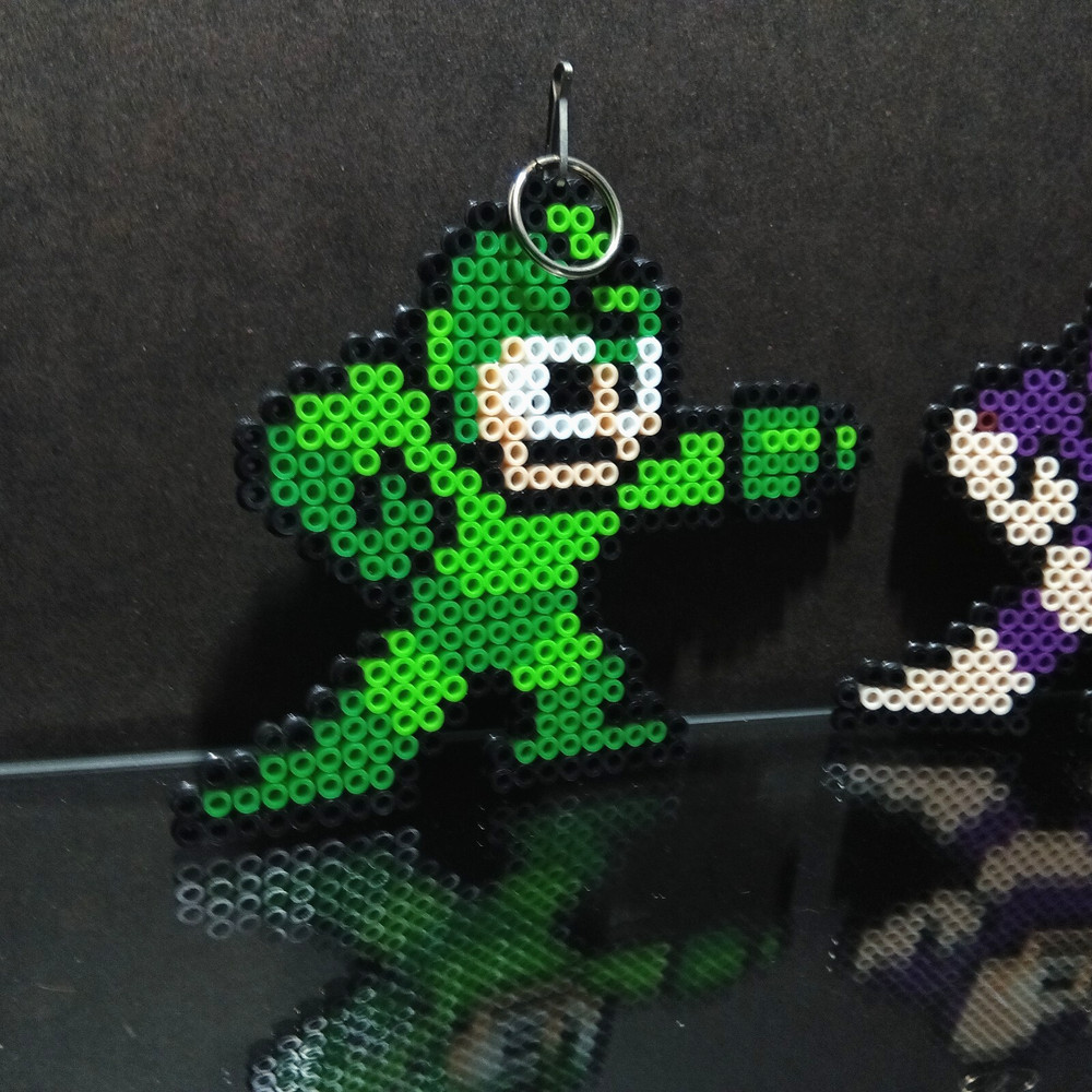 Mega Man Sprite Perler Pixel Art Bead Retro Nes Capcom Handmade Keychains