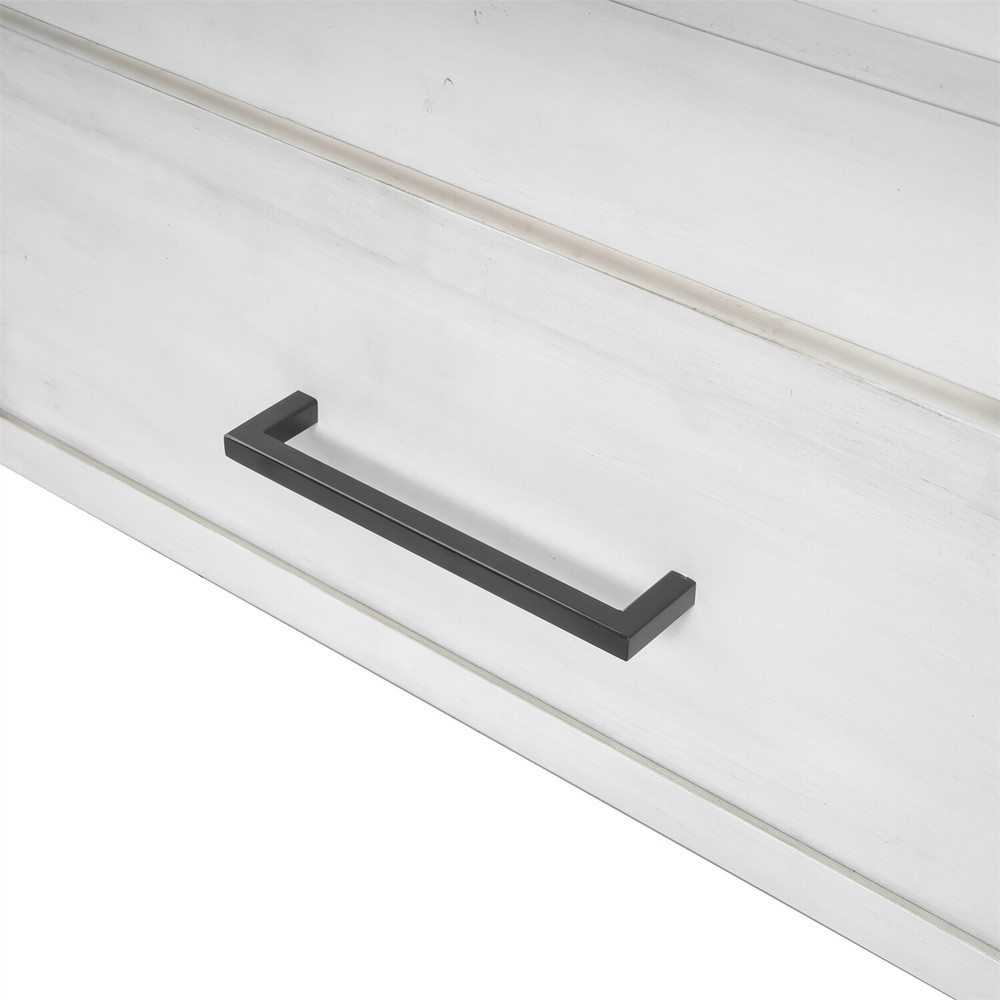 Full/Queen Size Bed Frame Upholstered Platform Bed Frame with 2 Drawers White