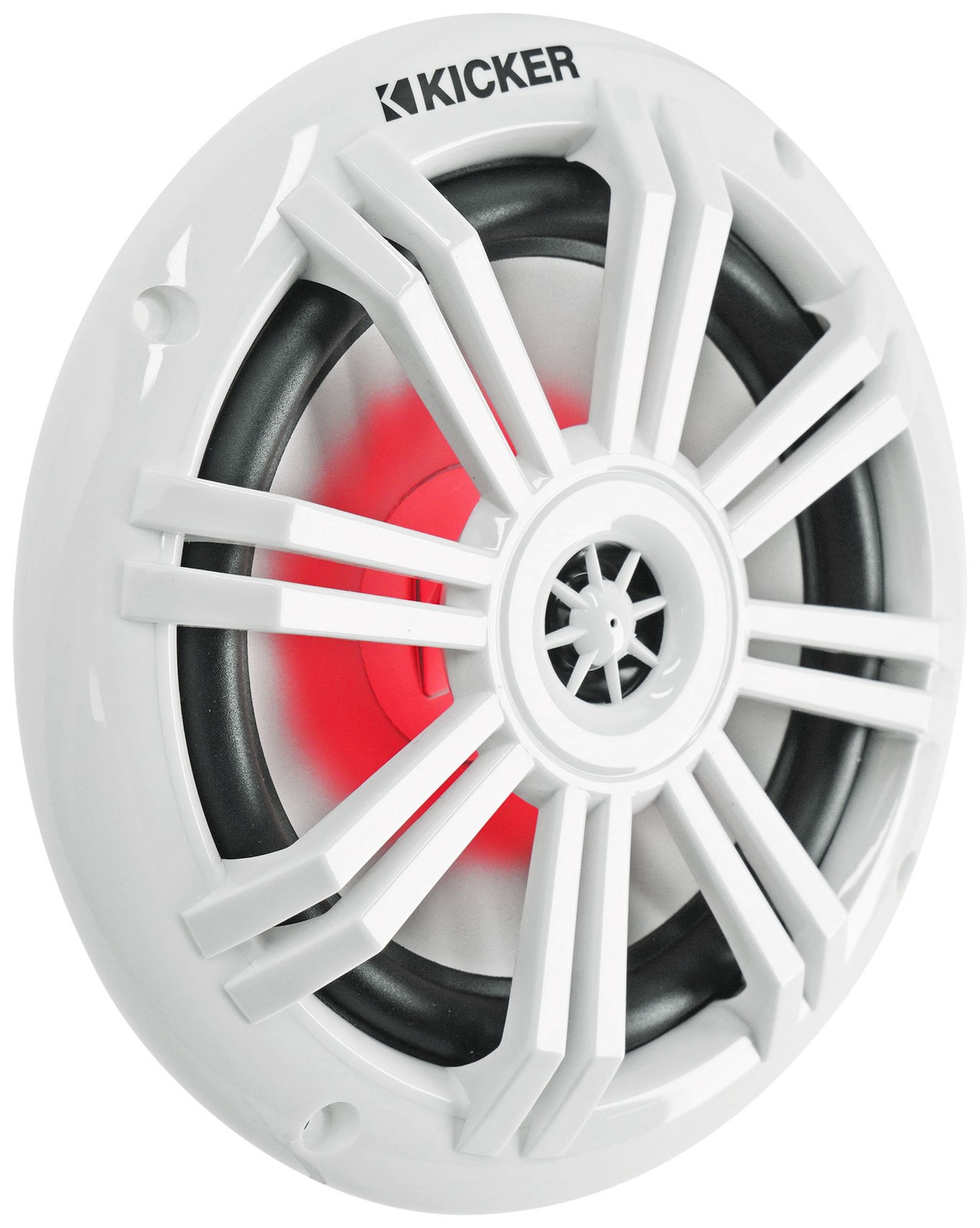 Kicker 51KM604WL KM60 6.5" Marine Speakers w/RGB LEDs, White, 4-Ohm Boat Stereo