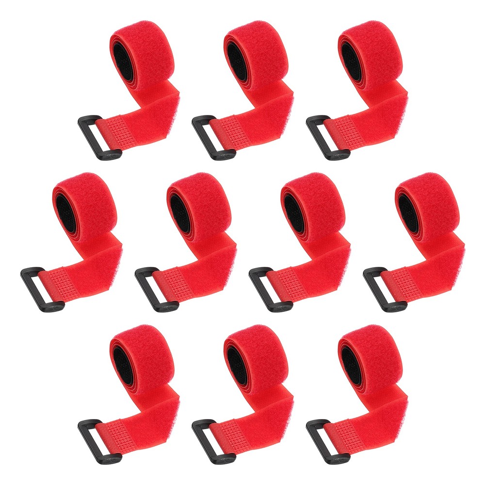 10pcs Reusable Cinch Straps 1"x18" Hook and Loop Cable Securing Straps, Red