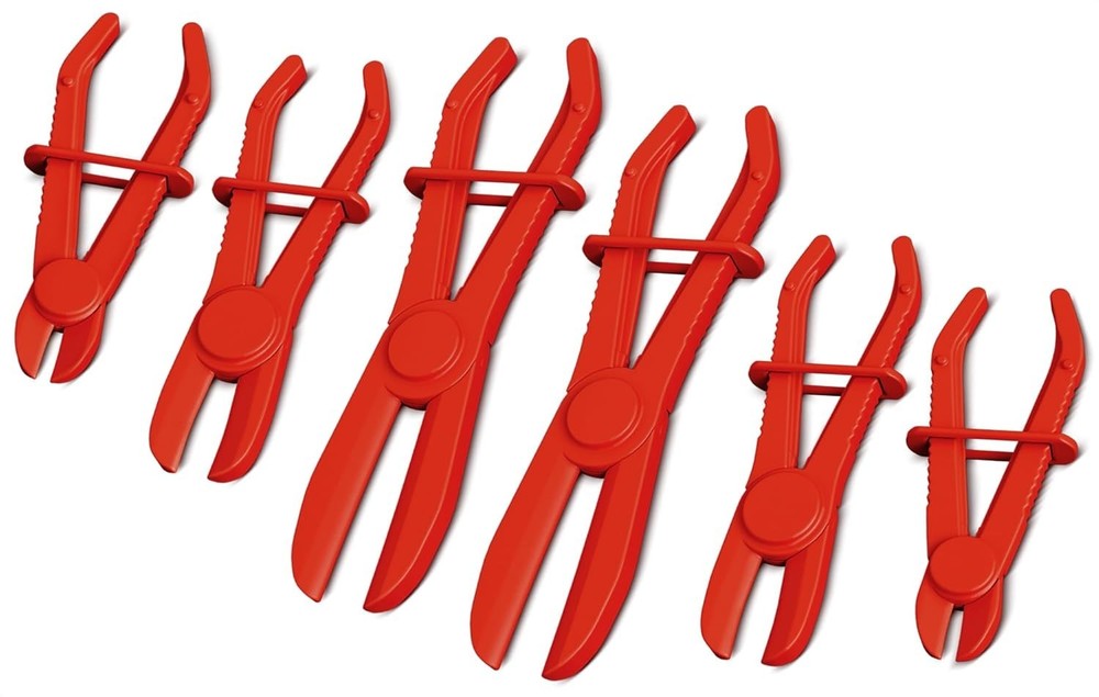 Automotive Hose Locking Pliers - 6 Red Non-Conductive Tools for Precision Work