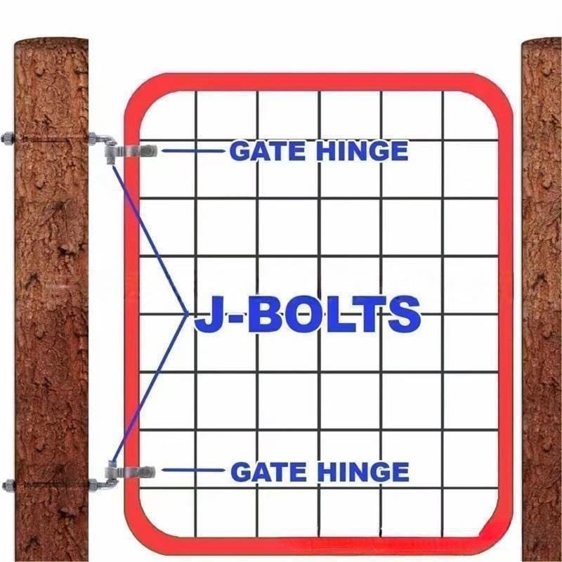 J-Bolt Post Hinge with 5/8" Hinge Pin Galvanized Post Gate Hinge for 8" (2 Pcs)