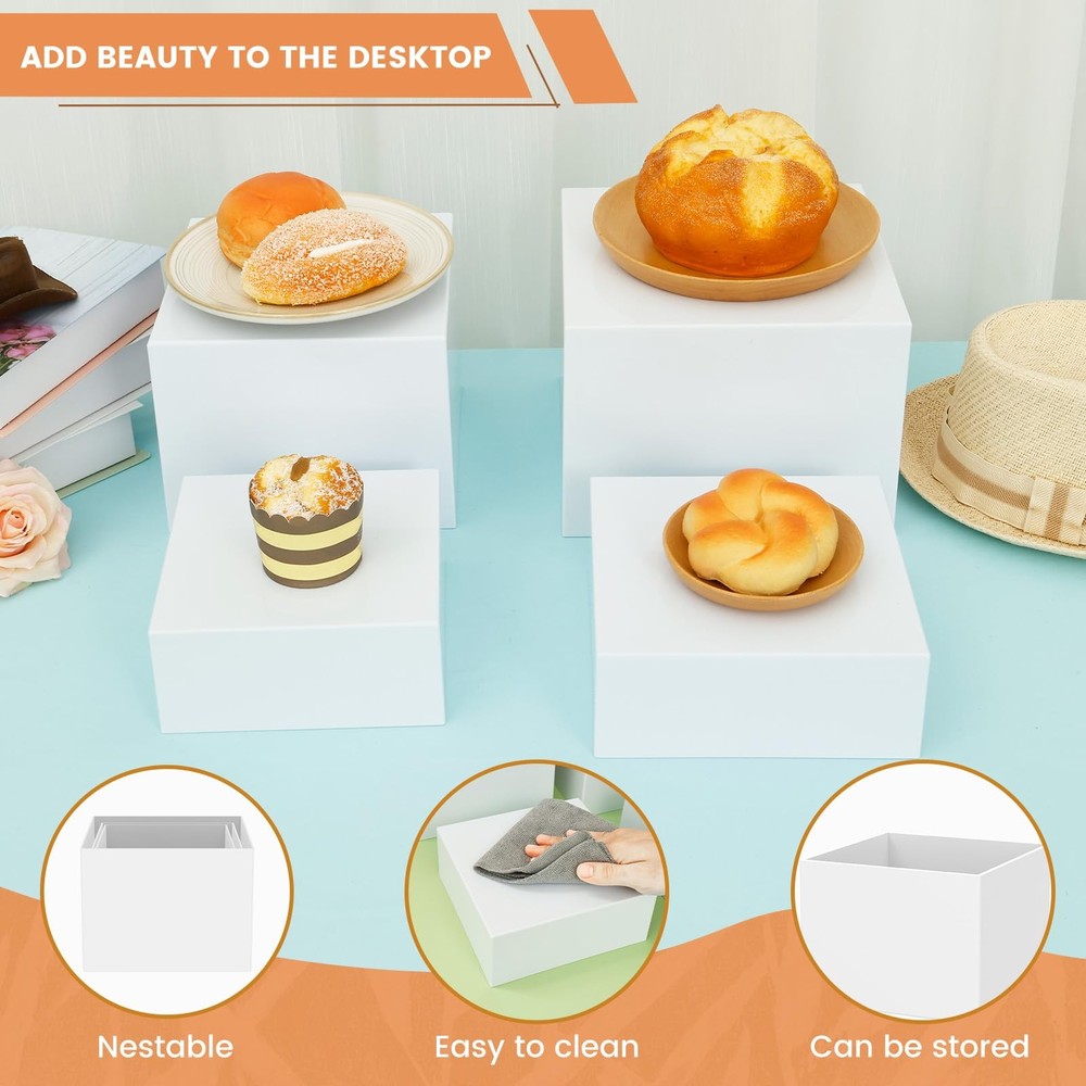 6PCS Buffet Risers, Food Risers for Buffet Table, Acrylic White Buffet Risers...