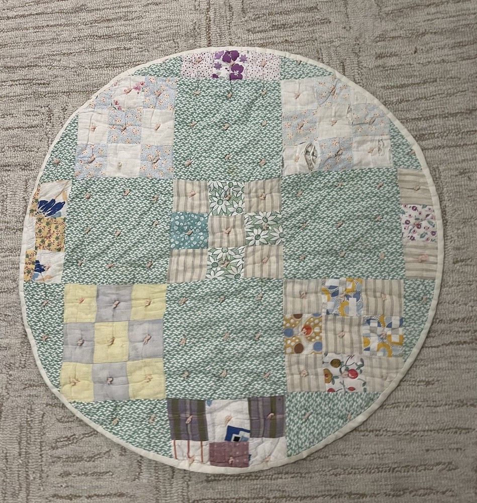 Vintage Round Circle Playmat Ninepatch Quilt