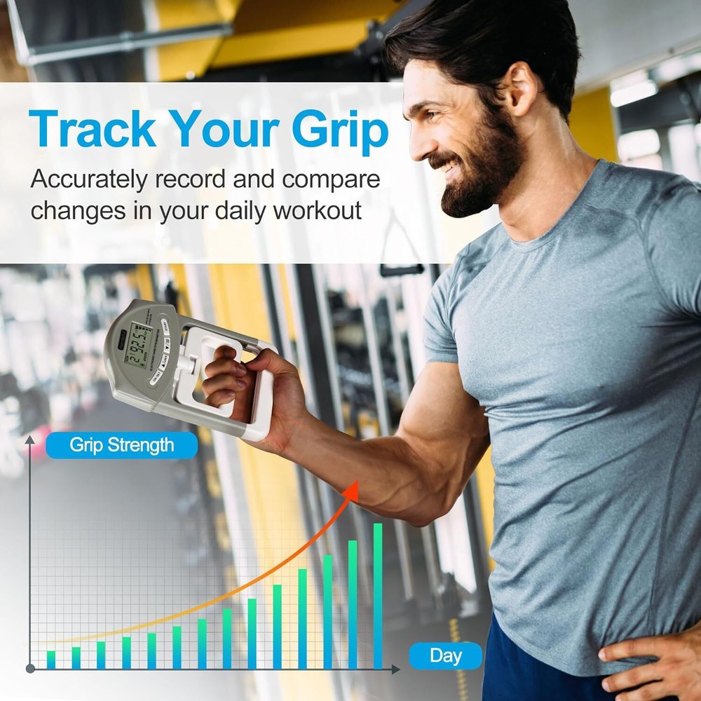 Handeful Grip Strength Tester Trainer - Dynamometer Handgrip Measurer Grey