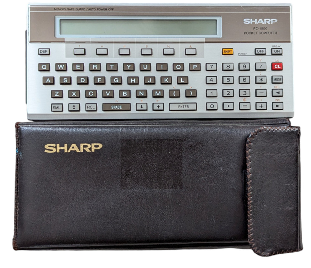 Sharp PC-1500 Pocket Computer Calculator Tested W/ Case & Memory Card Vintage