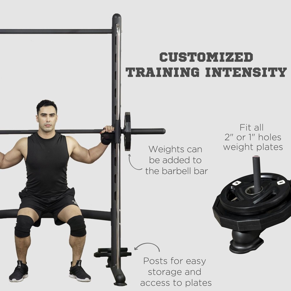 DEFECTIVE Adjustable Squat Rack with Pull Up Bar Barbell Bench Press Wei G3D