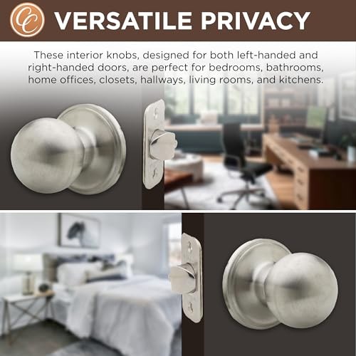Ball Door Knob - Non-Locking Keyless 6 Pack Satin Stainless Passage Function