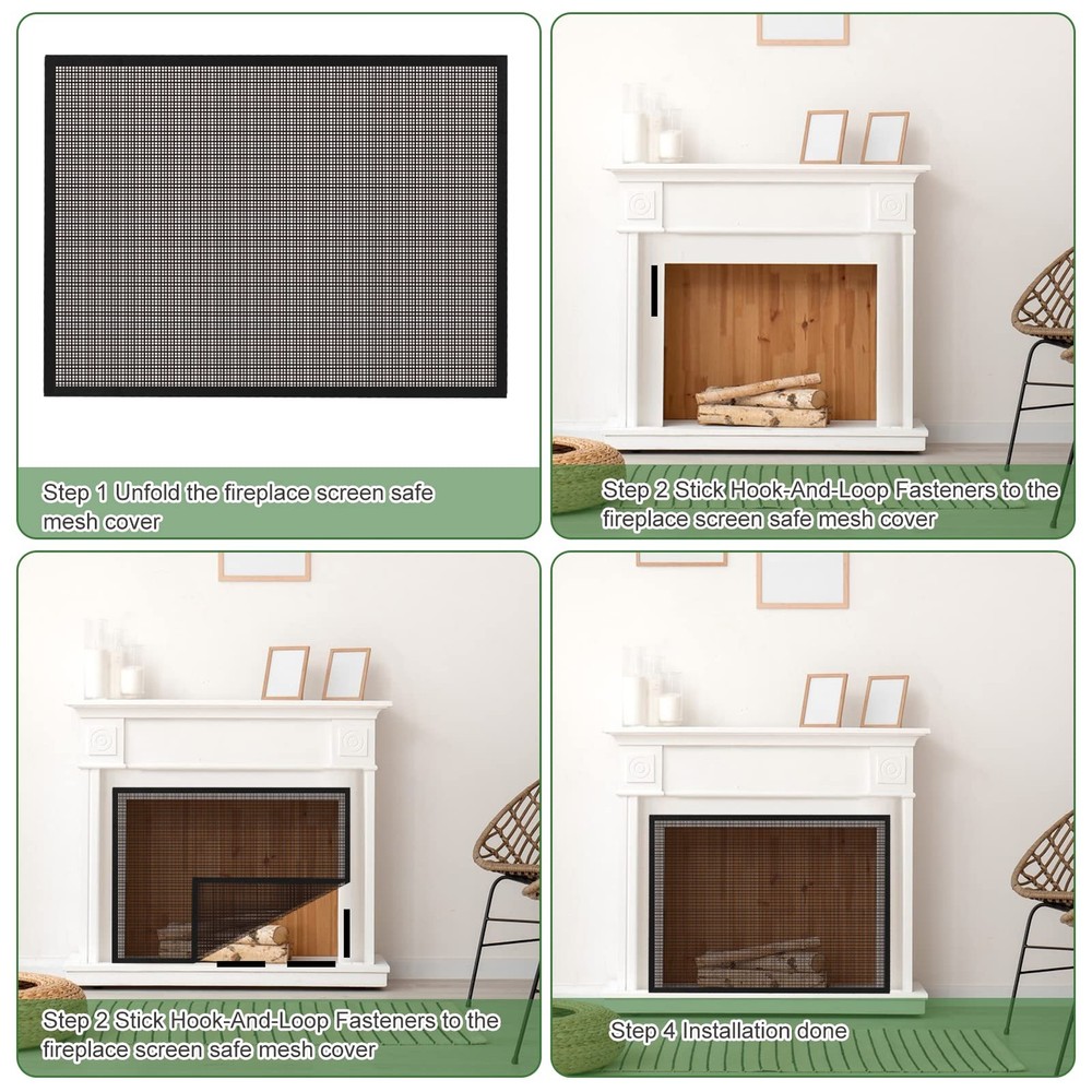 Fireplace Screen Safe Mesh Gate Mesh Screen Child Proof Existing Fireplace Ba...