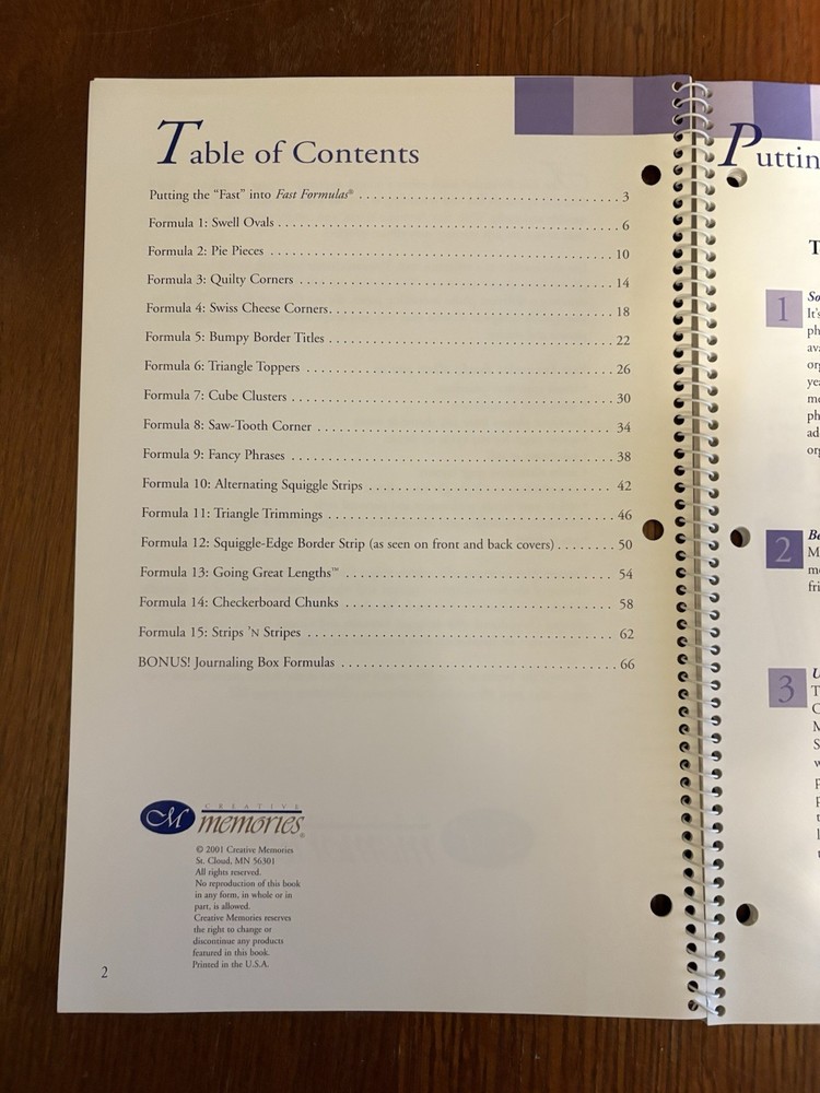 Creative Memories Fast Formulas Third Edition 72 Pgs Scrapbooking Layouts 2001