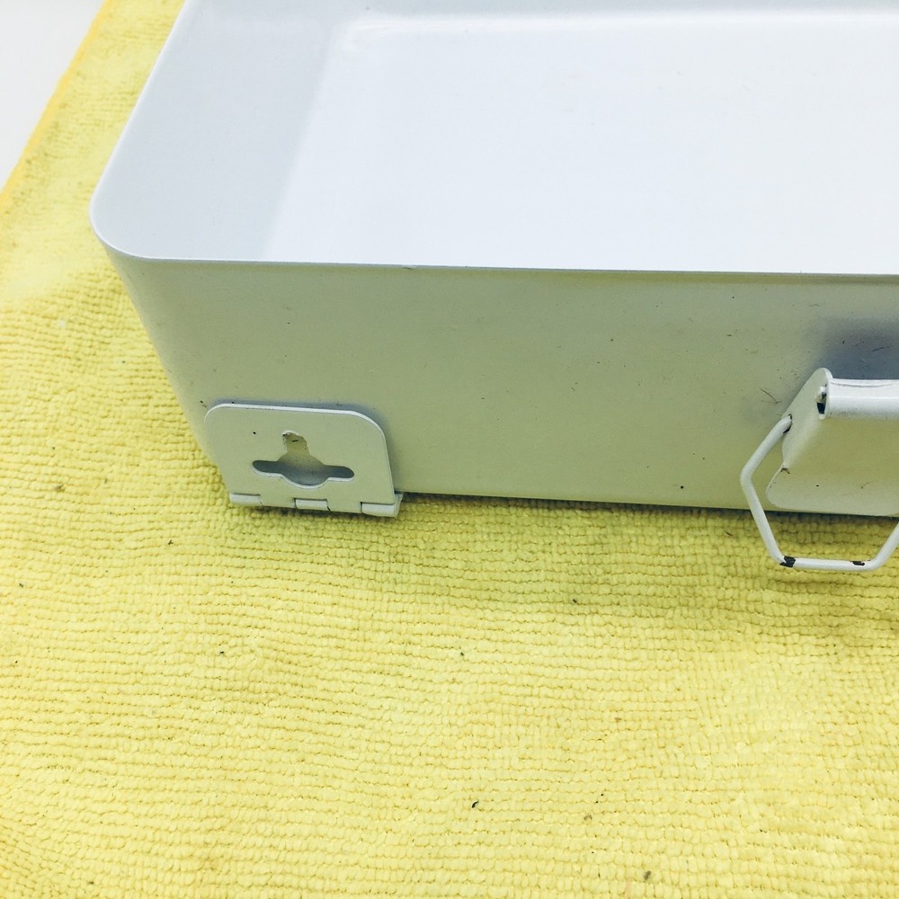 Vintage White Solid Steel Container Storage Tool box 7"X10" Medium