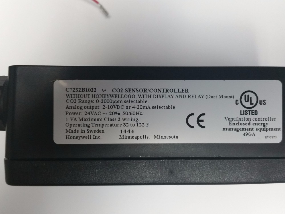 Honeywell C7232B1022 Sensor and Controller Carbon Dioxide Sensor