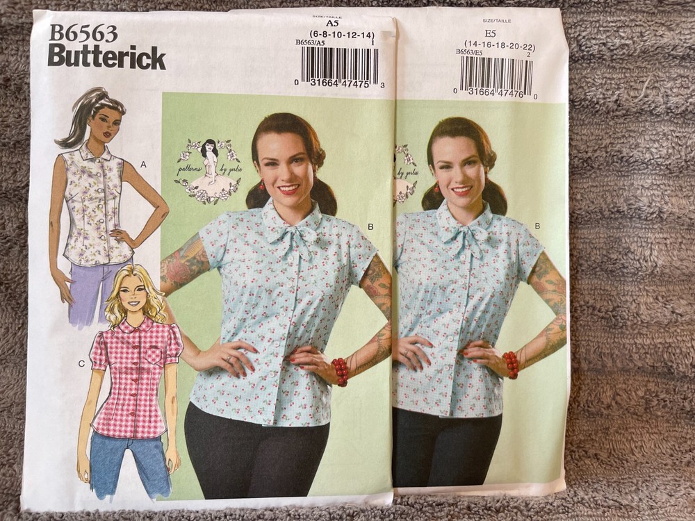 Butterick Pattern B6563 Ms Button Front Top w/Sleeve~Collar Opts  by Gertie