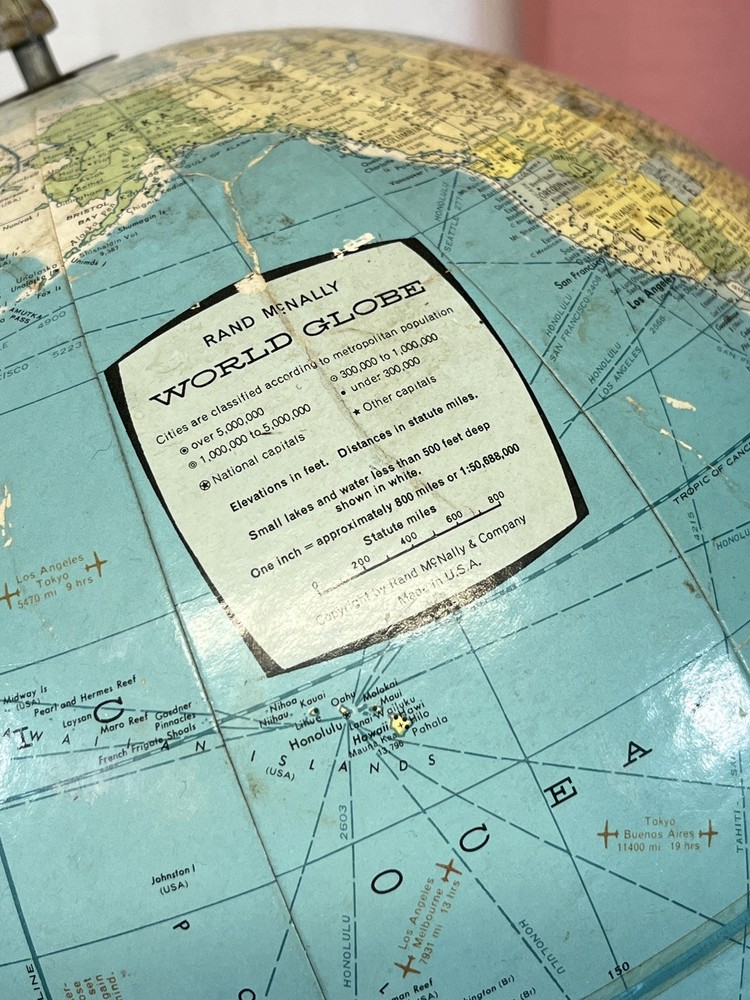 Late 50s Globe on Tripod Wire Base