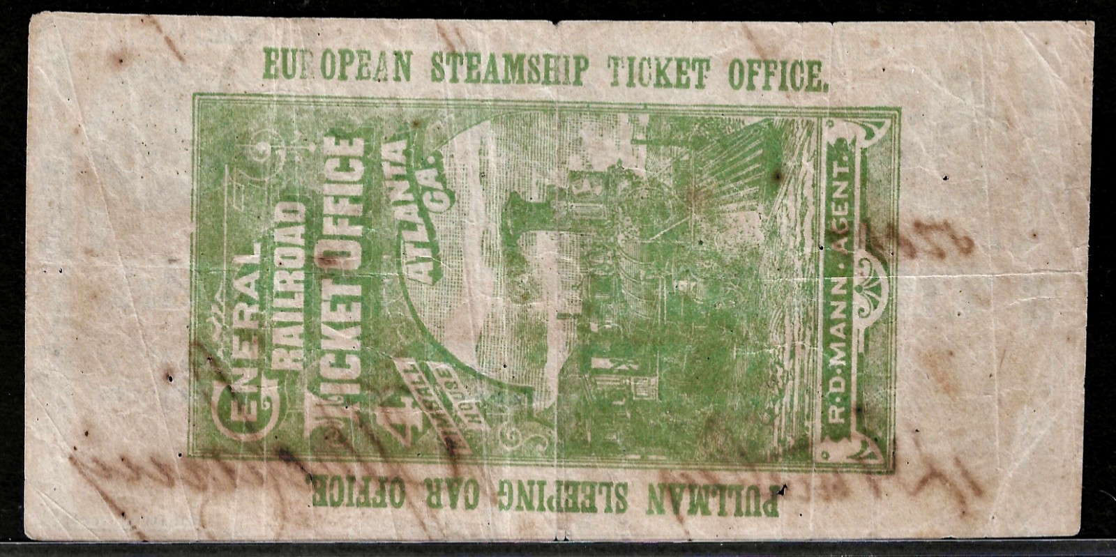 Jan 1, 1863 Georgia Milledgeville 25¢ Note w/General Railroad Advertisement Back