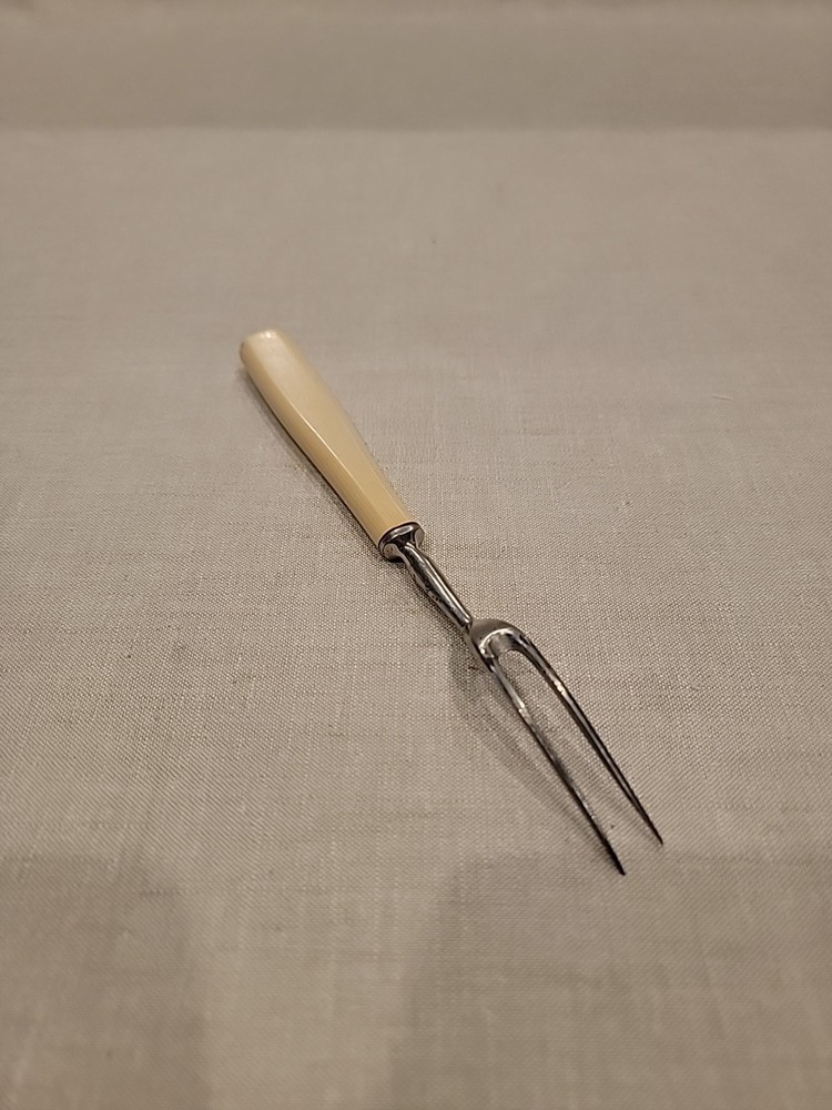 Vintage 8” Bakelite Meat Fork Butterscotch Handle
