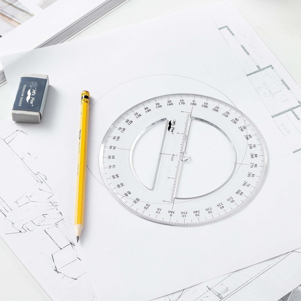 Protractor, Pack of 2, Protactor 360 Degree, Protractor Set, Protractor Ruler...
