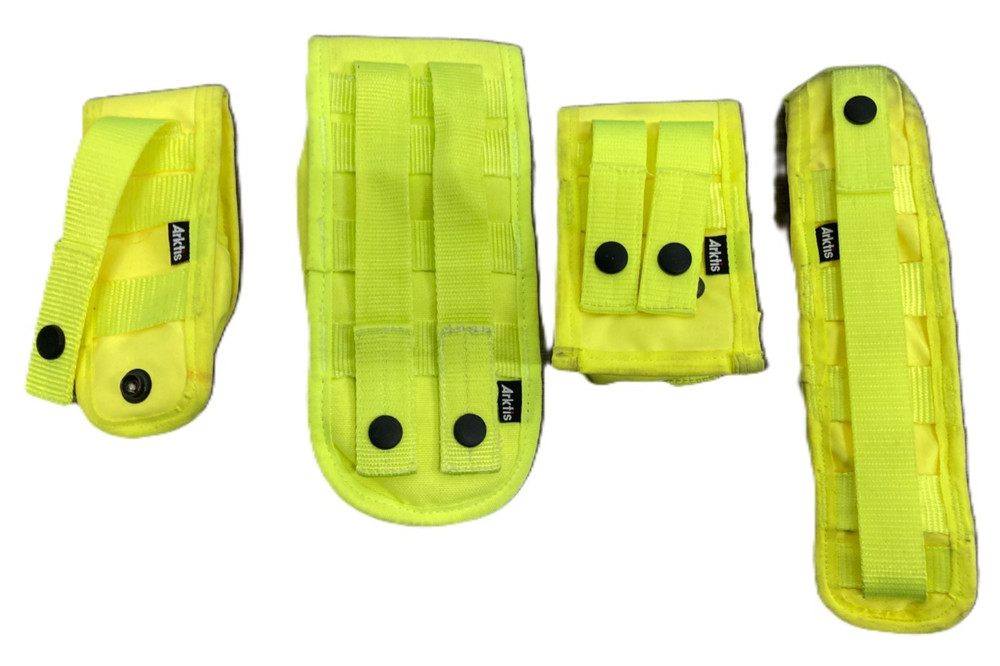 Arktis MOLLE Pouch Bundle x 4 Quick Cuff, Baton, Leg Restraint, CS/Pava Hi Vis