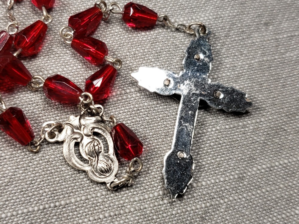Beautiful Rosary Red Teardrop Glass Beads Prayer Religious Christian Gift C10