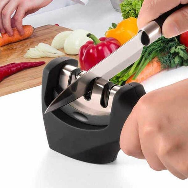 Professional 3-Stage Knife Sharpener Manual Kitchen Knife Sharpening Tool