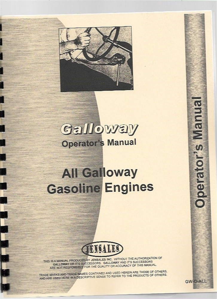 Galloway Engine Owners Operators Manual Parts Catalog