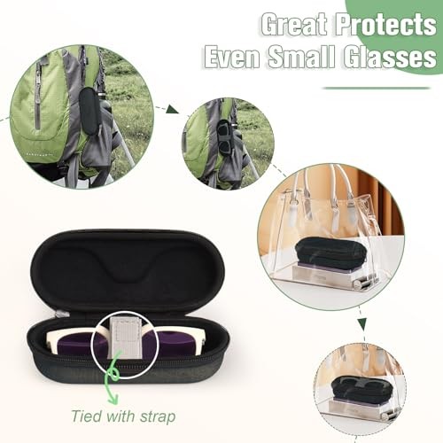 Bukere Sunglasses Case, Shockproof Glasses Case with Secure Strap & Negro -
