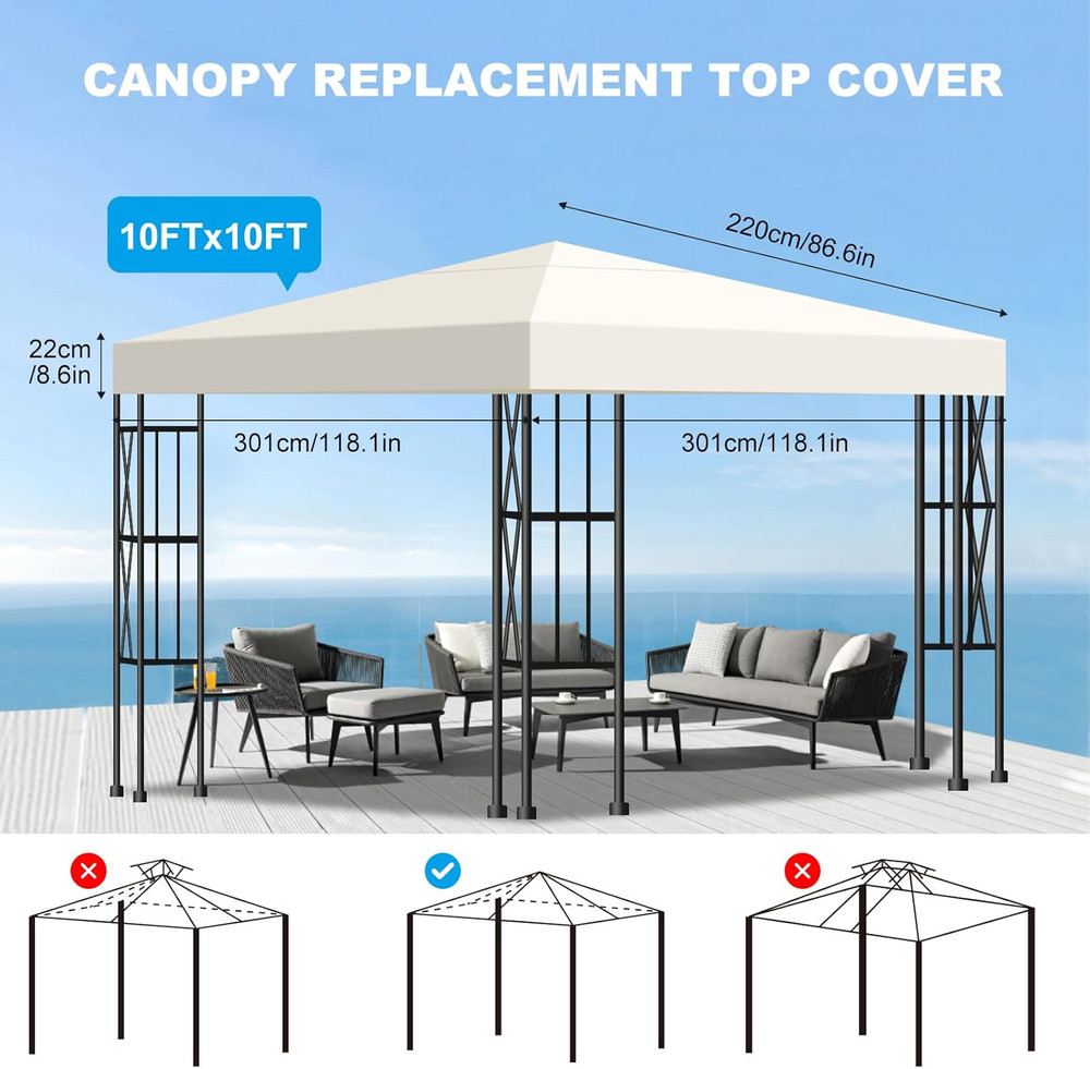 10X10 Gazebo Canopy Replacement Top, 300D High-Density Waterproof Single Layer G