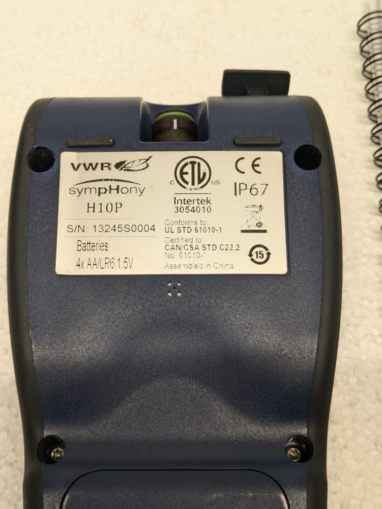 VWR SYMPHONY H10P HANDHELD PH METER MODEL:H10P