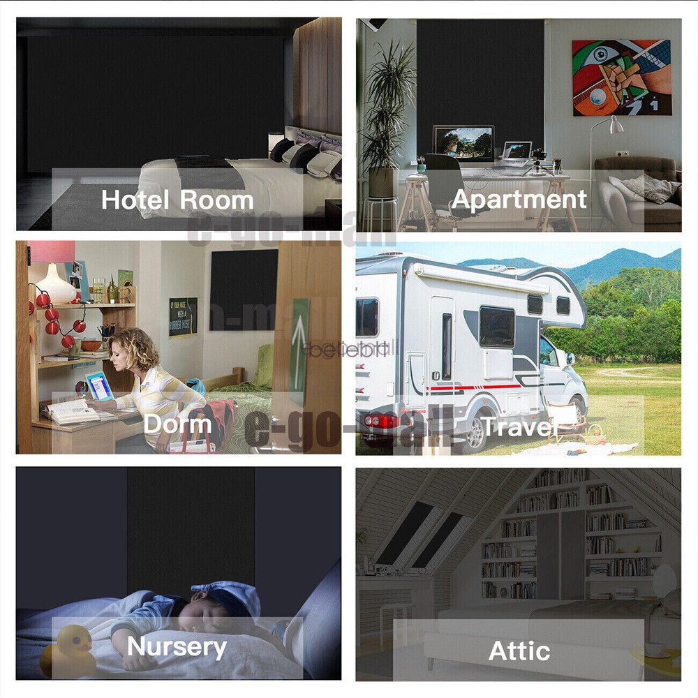 Portable Blackout Curtains Blackout Blinds for Windows Room + Hook & Loop Tapes