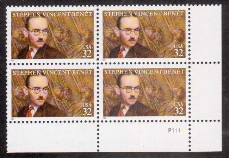 Scott #3221... Stephen.V. Benet... 32 Cent...  Plate Block