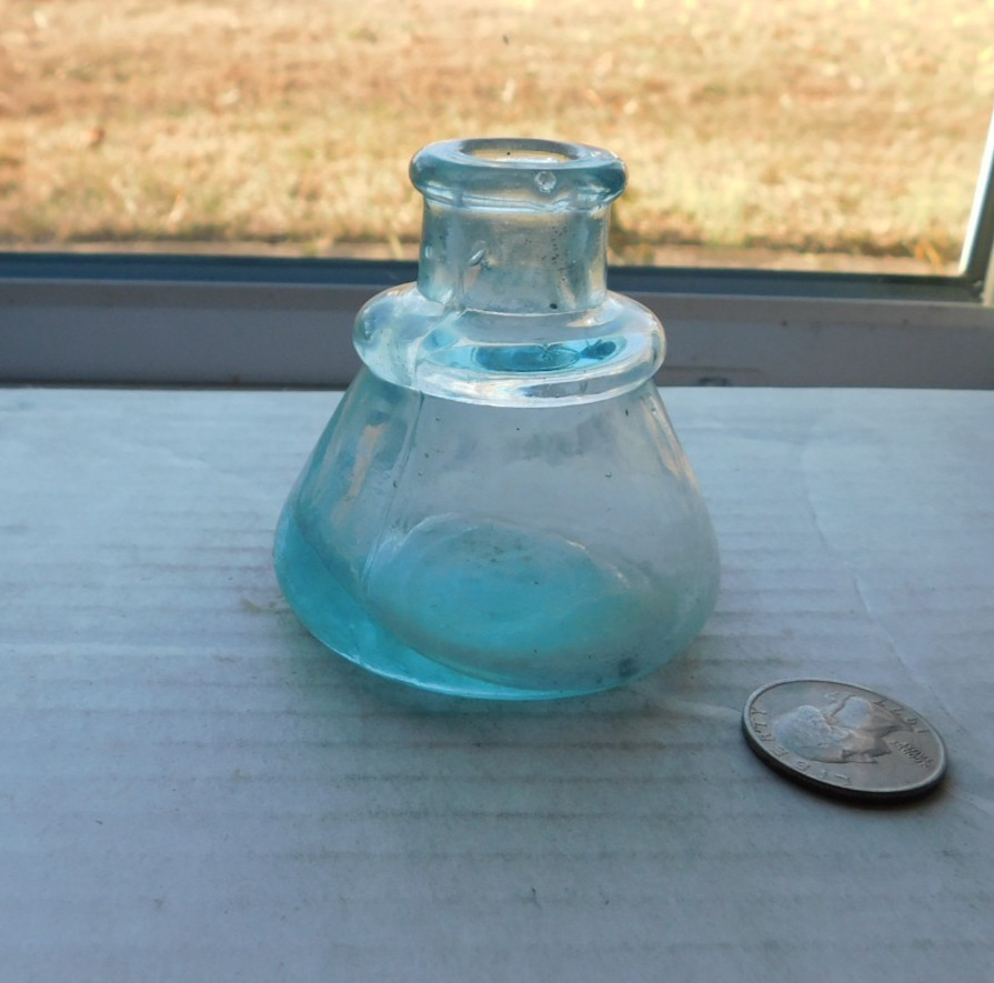 AQUA CONE INK BOTTLE-1890'S