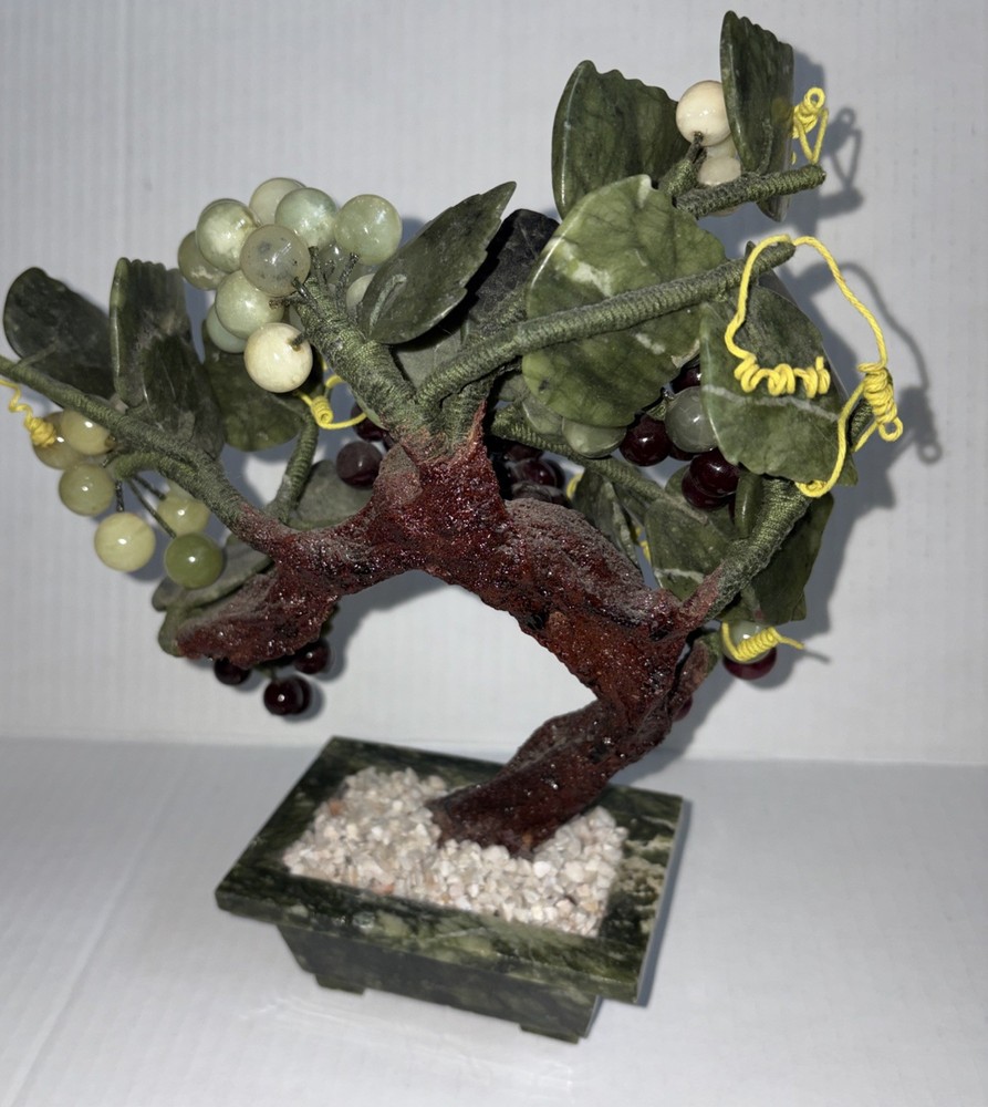 Jade Tree Grape Cluster Bonsai on Base Vintage 9”
