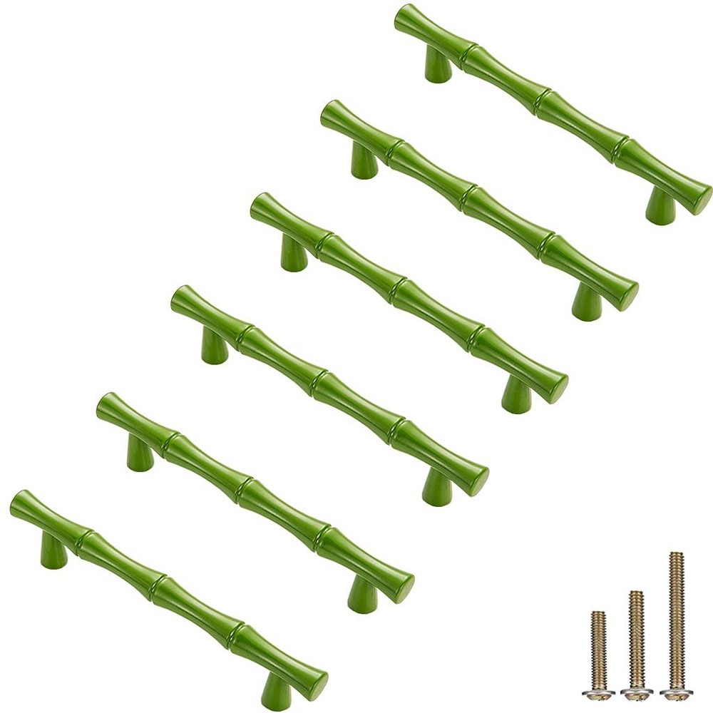 6Pcs Bamboo Shape Solid Zinc Alloy Cabinet Knobs Handle pulls, Dresser Drawer...