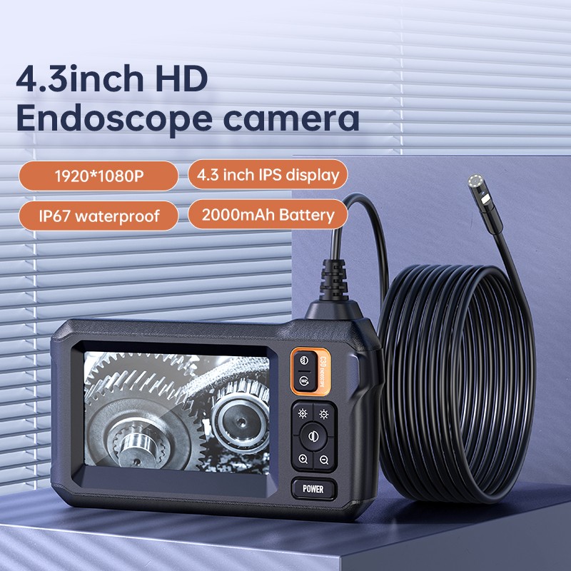 Endoscope Dual Camera Borescope 5m/16.4ft Cable 4.3" Screen with Lights NEW