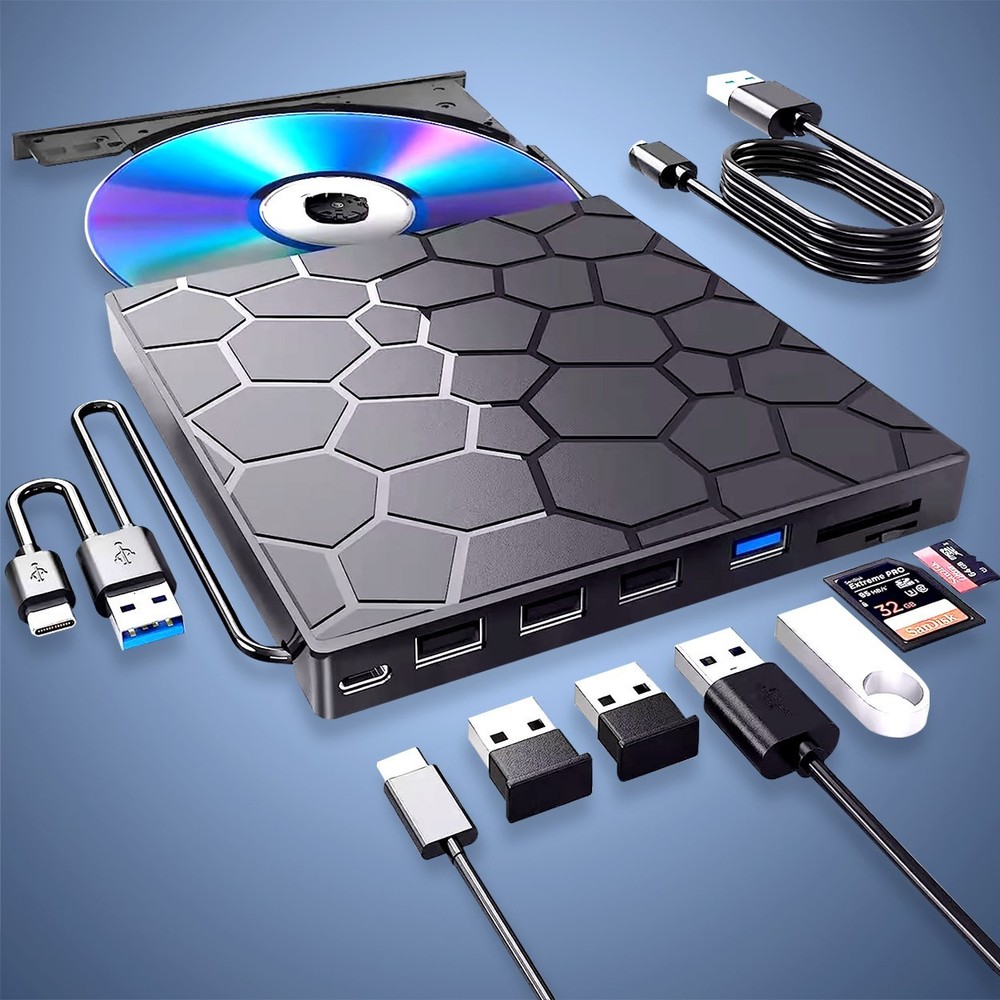 Powerful USB 3.0 External DVD CD Writer Burner Reader Player Optical Drives