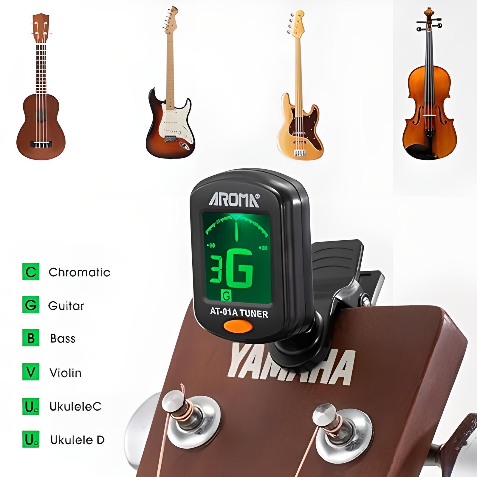 LCD Clip on Chromatic Electric Acoustic Guitar Bass Ukulele Banjo Violin Tuner