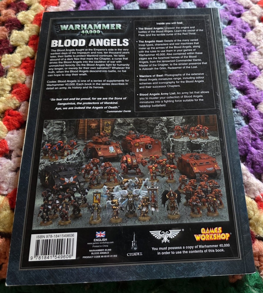 Warhammer 40k Blood Angels Codex Softcover book
