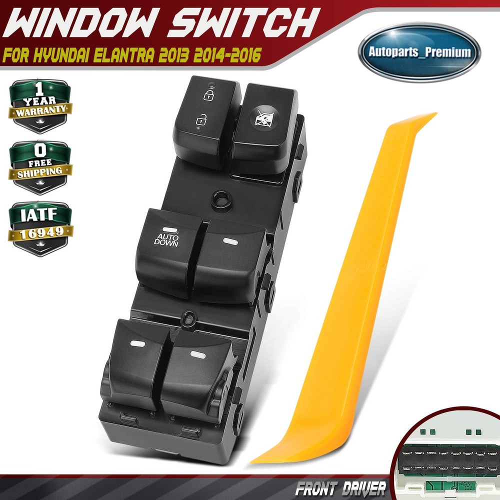 Front Driver Left Window Switch w/Driver Auto Down for Hyundai Elantra 2013-2016
