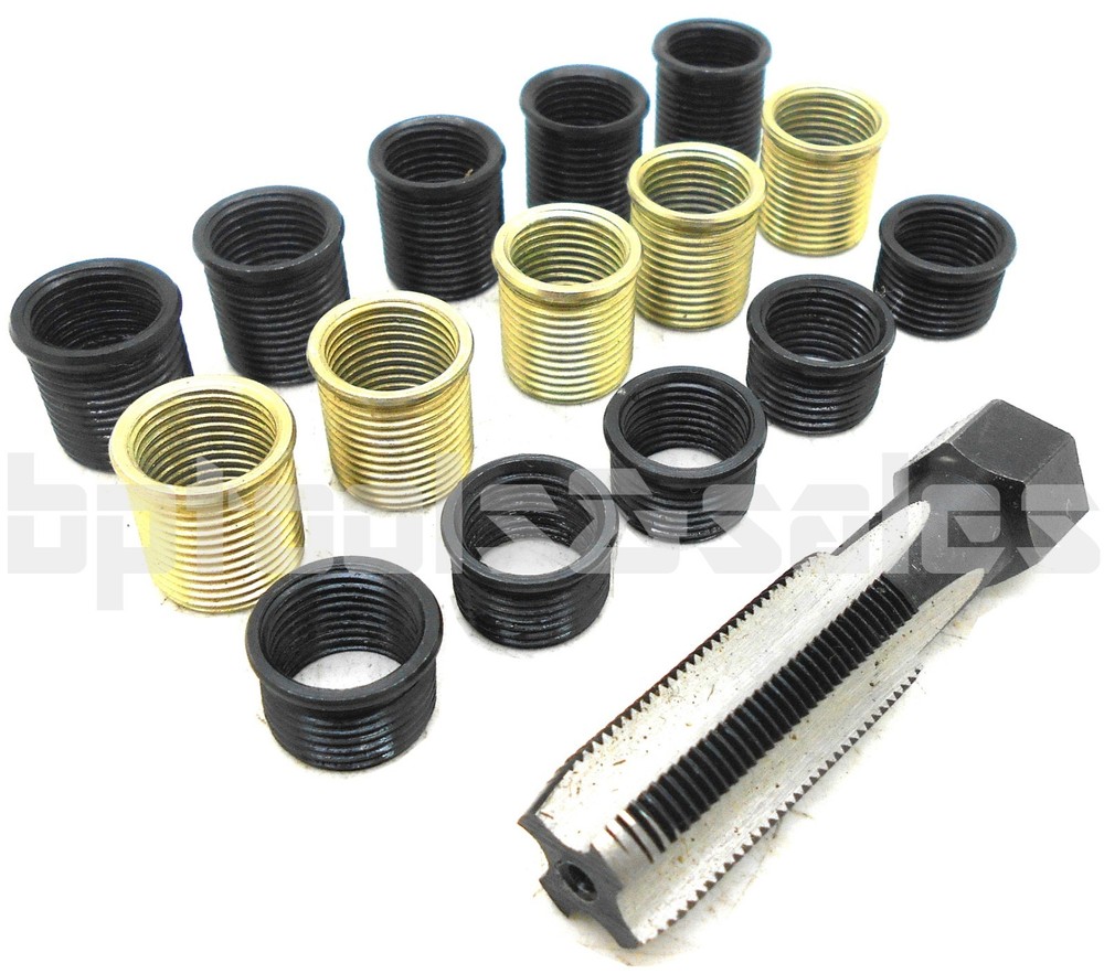 16pc SPARK PLUG THREAD REPAIR RETHREADING TOOL KIT M16 THREADED COIL INSERT